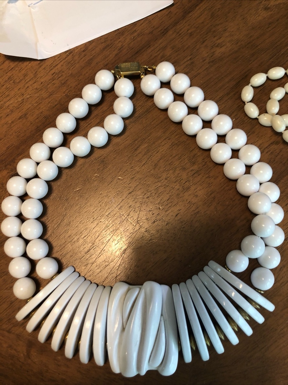 White Statement Beaded Necklace - Classic Women's Jewelry